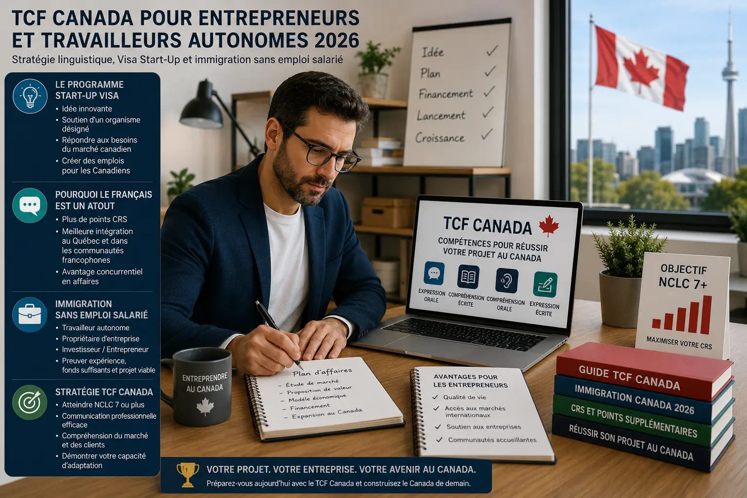 TCF Canada for Entrepreneurs and Self-Employed Workers 2026: Start-Up Visa Program, French Language Strategy and Non-Salaried Immigration